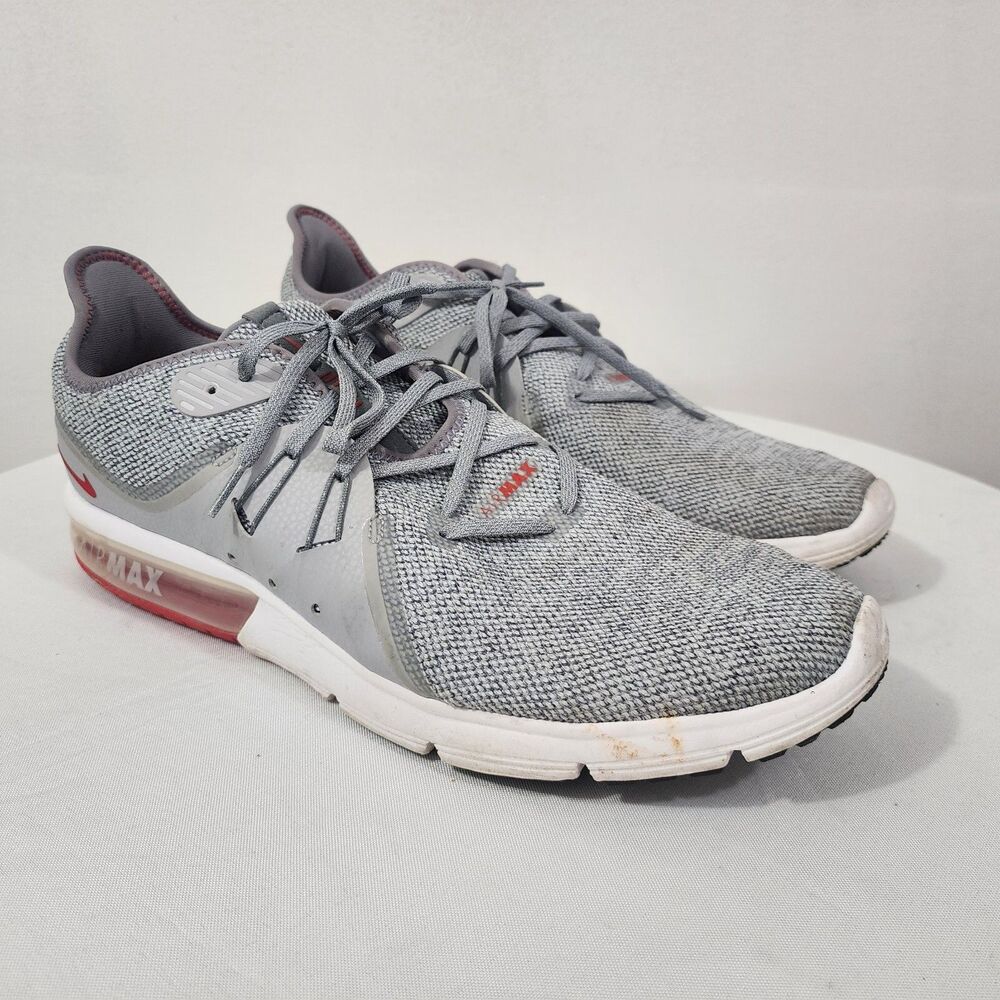 Nike Air Sequent 3 Cool Grey University Red Running Mens 14 Sneakers 921694-060